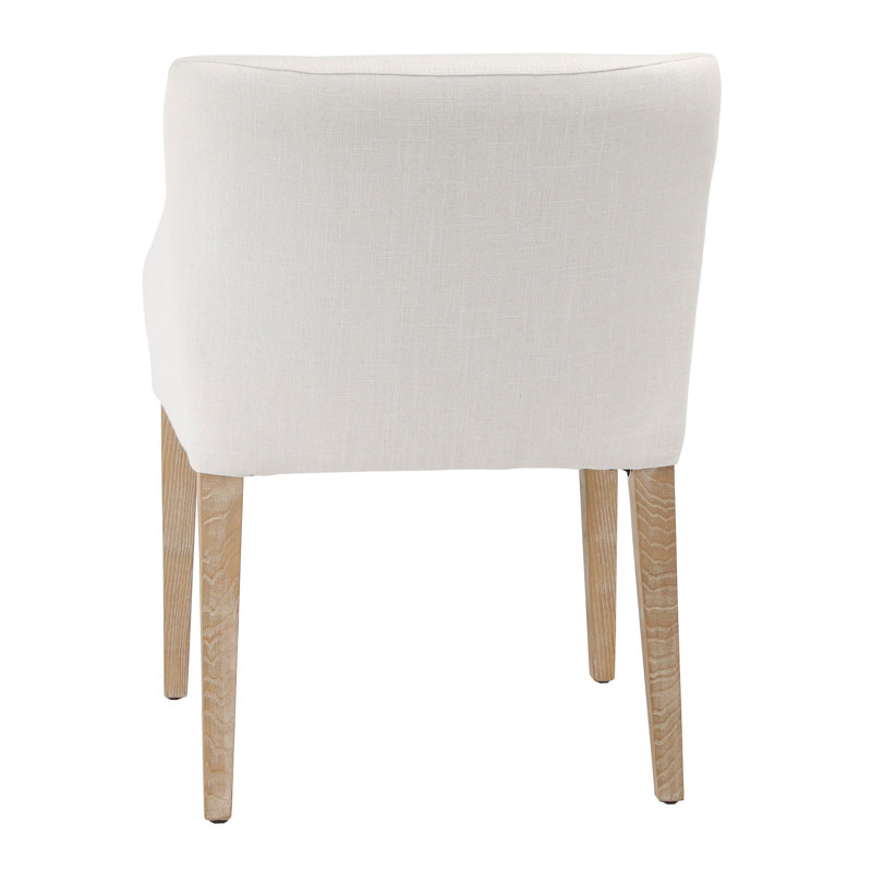Hokku Designs Galimberti Linen Sloped Track Arm Dining Chair in White